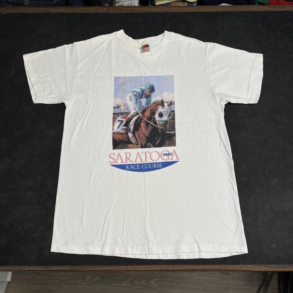 Vintage Saratoga Race Shirt Kentucky Horse Racing Jockey Secretariat Litho Art